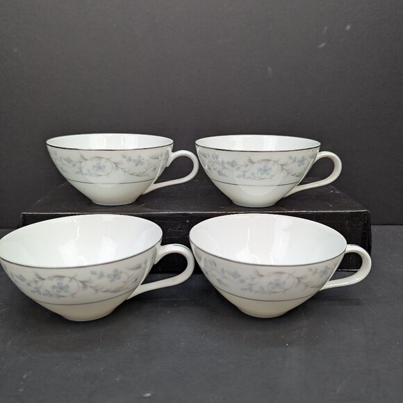 Fine China Japan Fairlawn Pattern 8603 Porcelain Flat 4 Oz Teacup Set of 4 - Picture 1 of 10